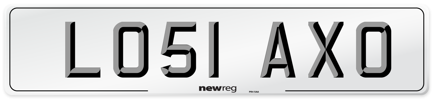 LO51 AXO Number Plate from New Reg